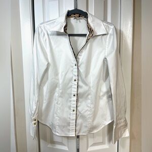 Short cut Leopard print inner lining work shirt